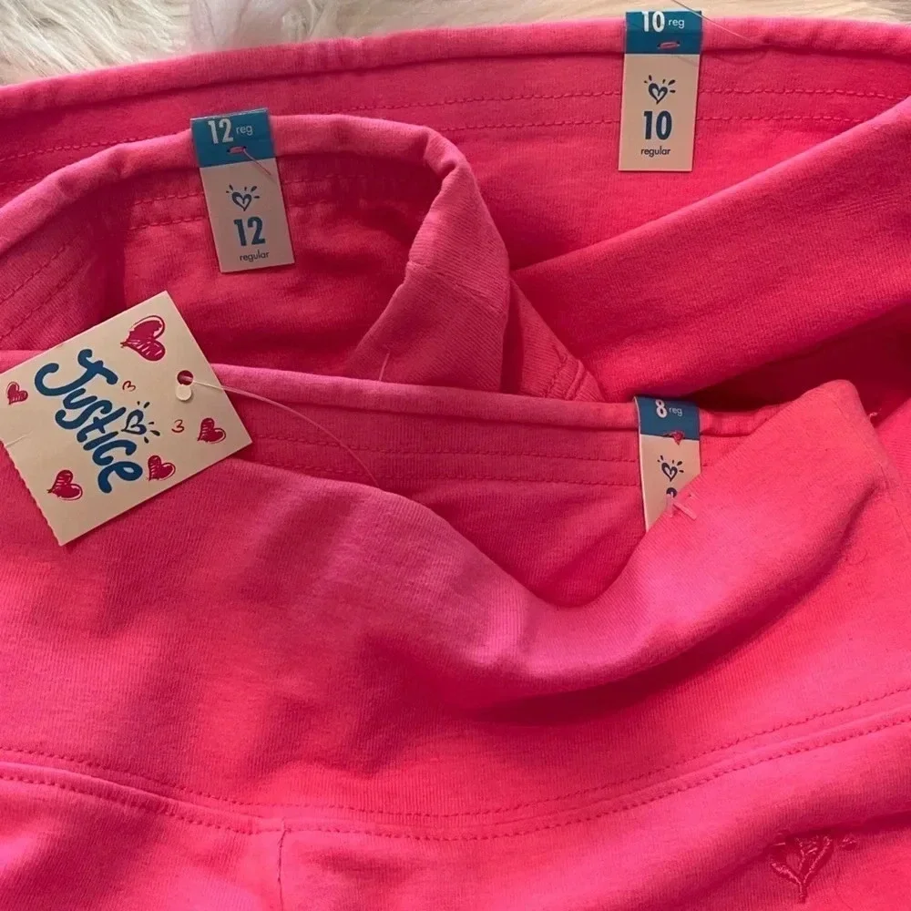 Justice girls hot pink leggings bundle of 3‎